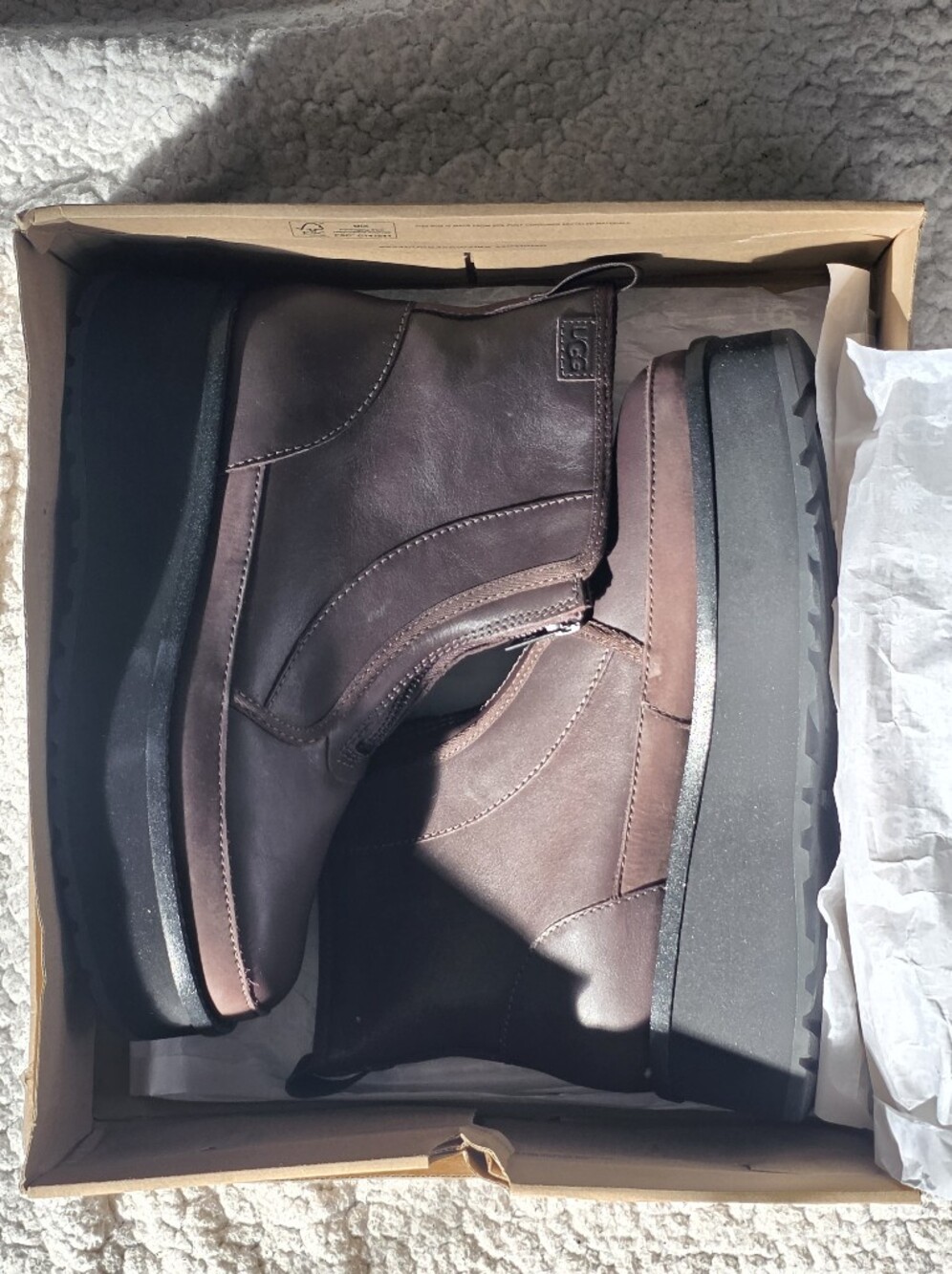 UGG Womens Cityfunc Zip Boots Burnt Cedar Leather Platform Ankle Bootie 9 116297